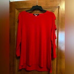 Anne Klein red blouse with cut out arms.  Size L